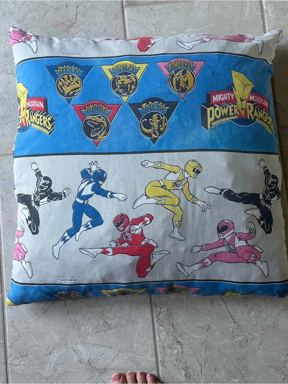 1994 Power Rangers Vintage Pillow 20x22
